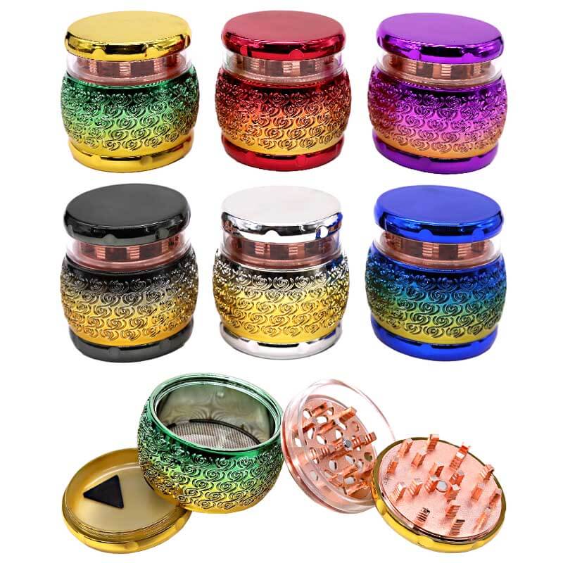 Swirl Look Shiny Two Tone Metallic 4 Part Grinder (GR127/MG-020) | 63mm | Assorted Colors product image